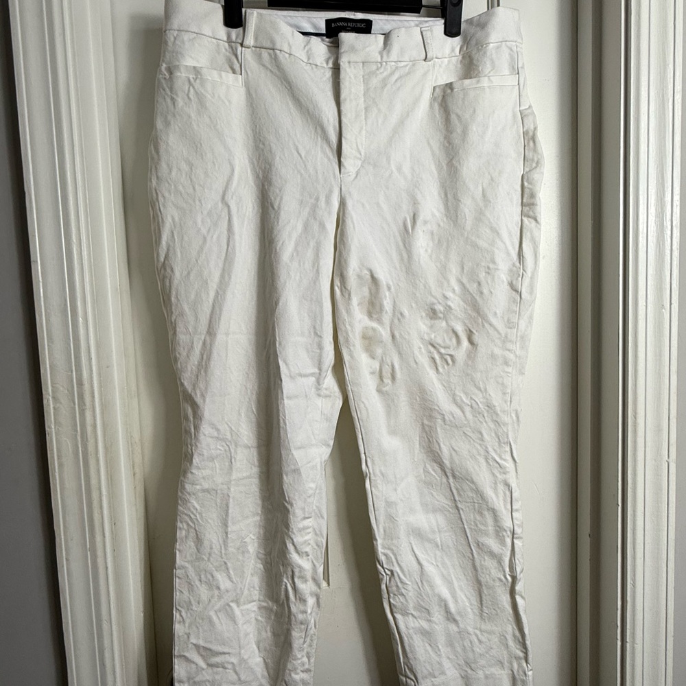 Banana Republic White Chinos Structured Cotton Blend